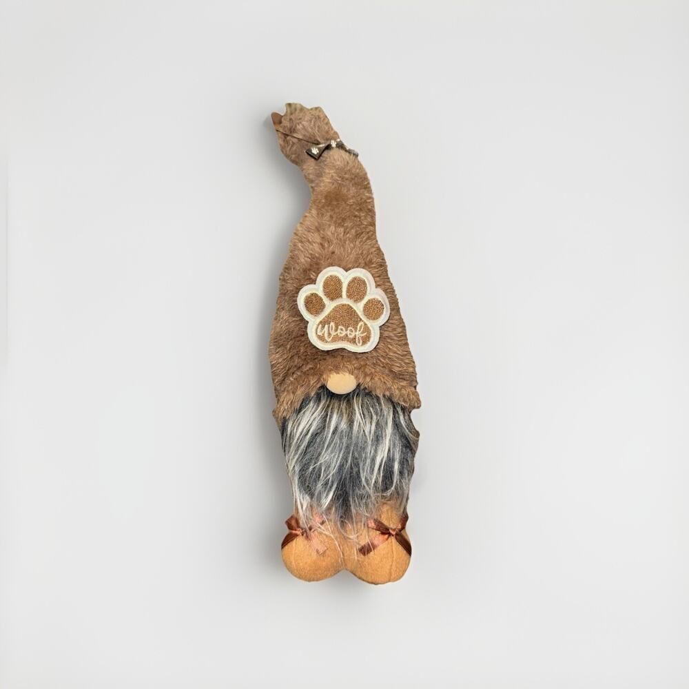 Gnome Dog Theme Gnome With Paw print Bow Soft Standing 15”
